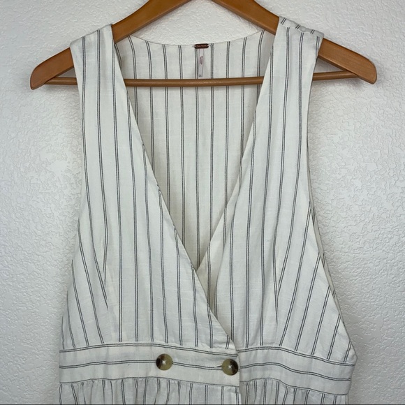 Free People Wrap Pinstripe Cotton Midi Dress - Picture 8 of 14